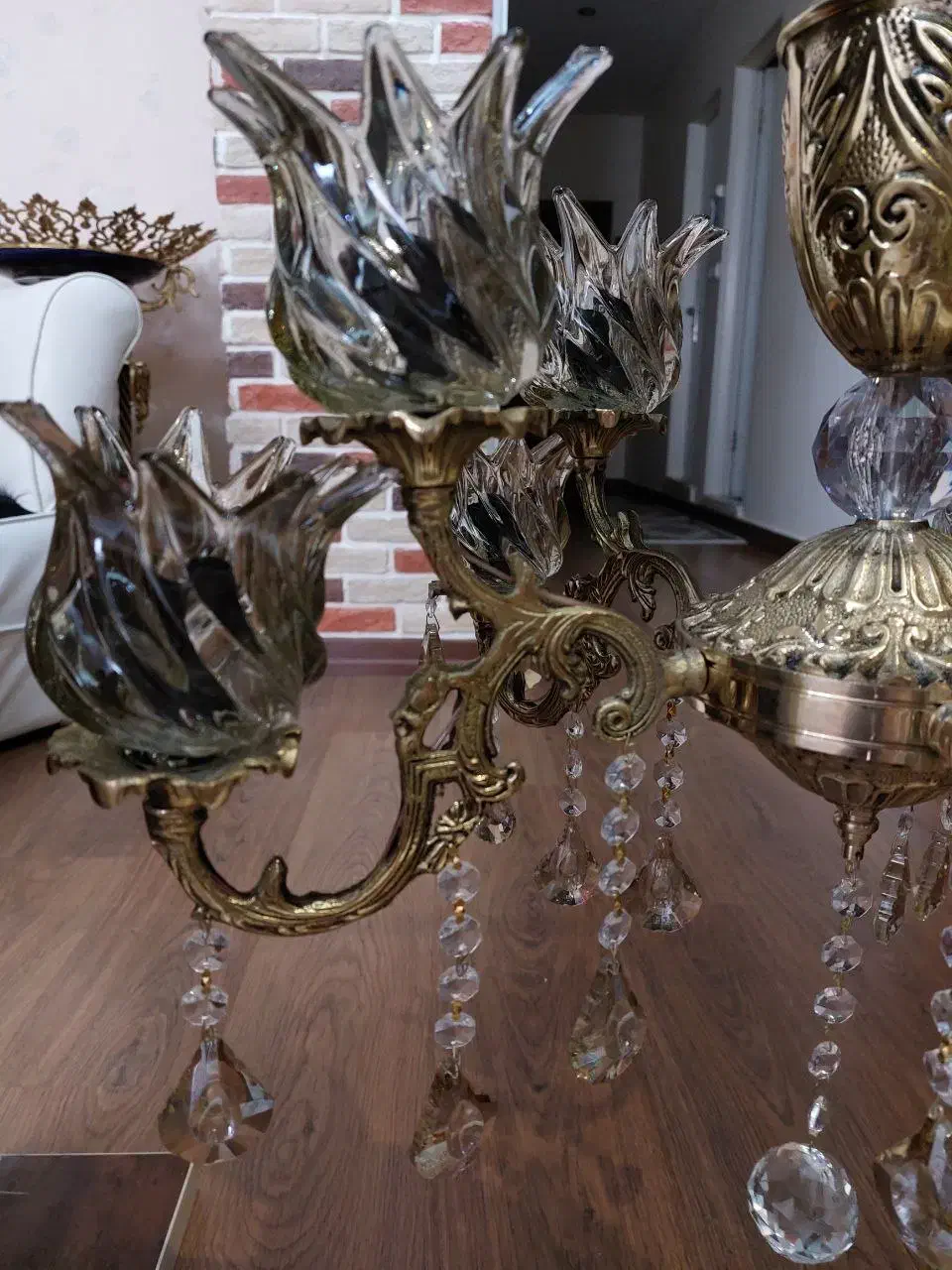 یک عدد لوستر برنز ده شعله آکبند|لوستر و چراغ آویز|کرمانشاه, |دیوار