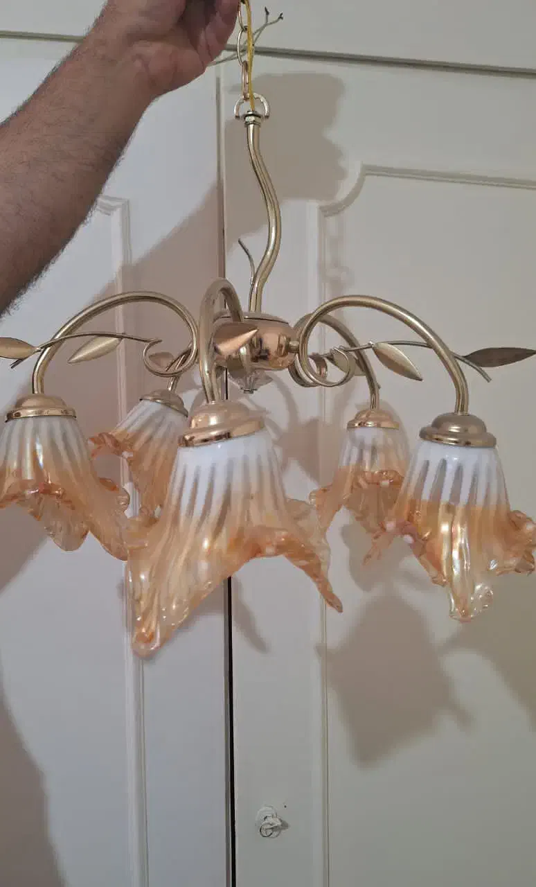 لوستر سقفی نوستالوژیک جنس بدنه برنج|لوستر و چراغ آویز|تهران, نارمک|دیوار