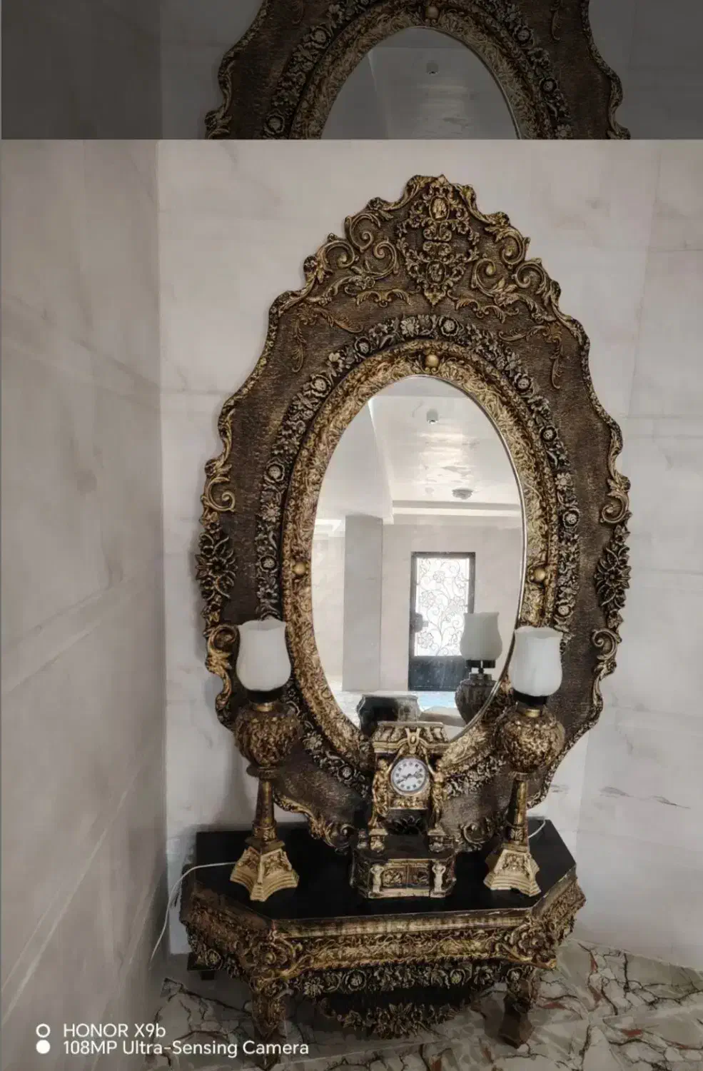 کنسول با شمدان و ساعت|بوفه، ویترین، کنسول|مهدی شهر, |دیوار