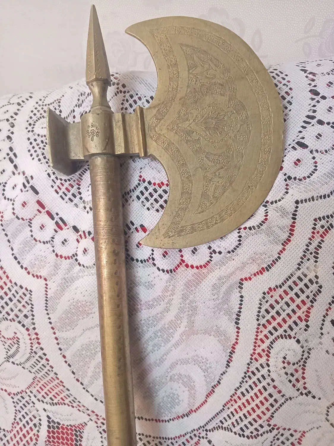 تبر برنجی قلم کاری قدیمی|کلکسیون اشیاء عتیقه|ابریشم, |دیوار