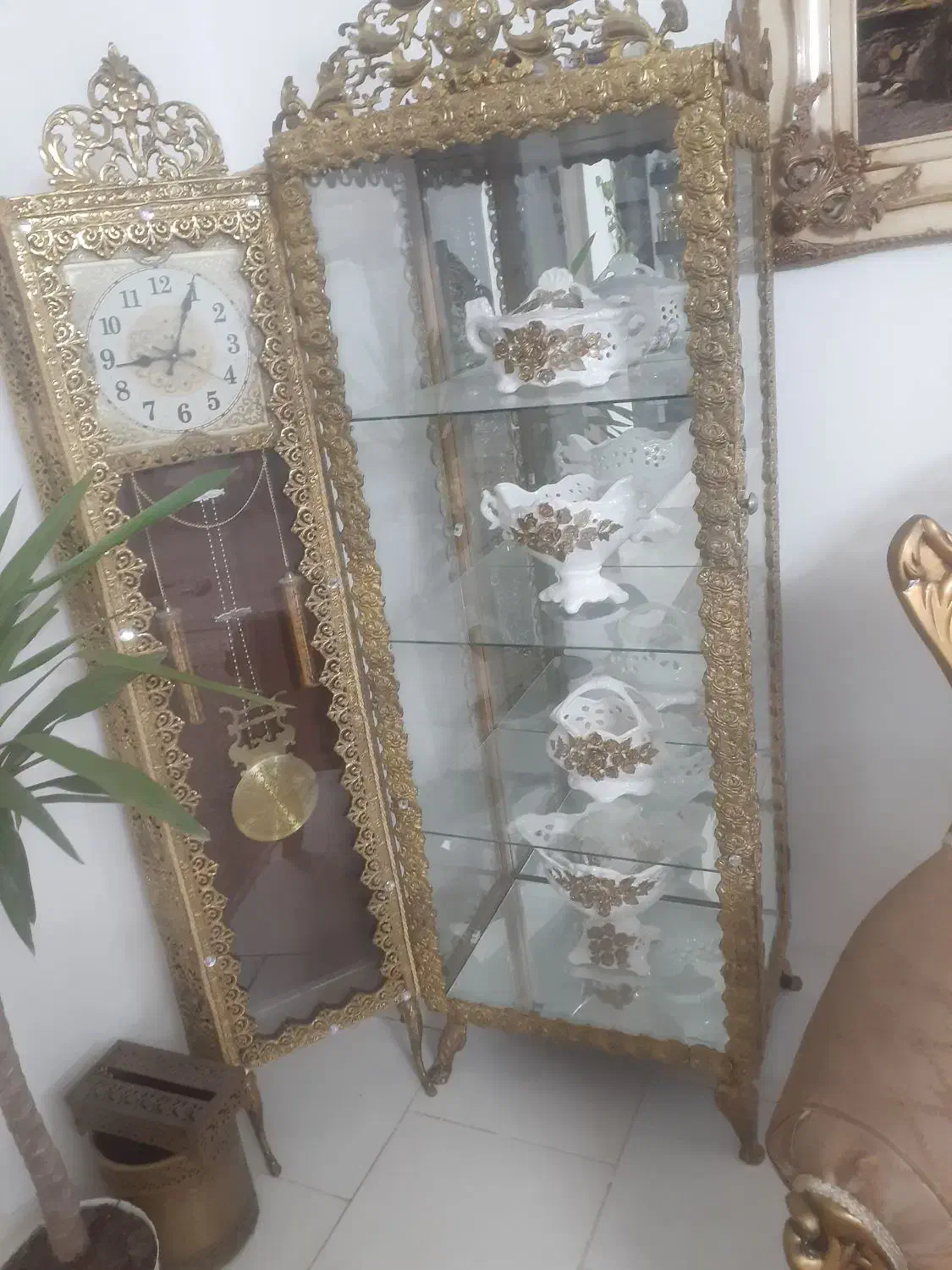 بوفه وساعت ایستاده برنزاصل سنگین وزن|بوفه، ویترین، کنسول|گرمی, |دیوار