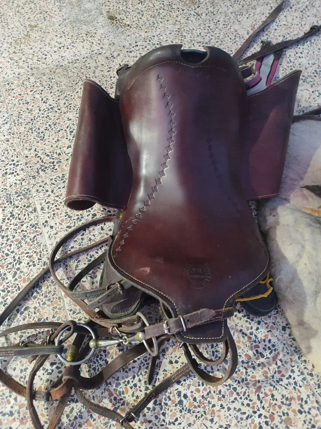 اسب ماده بهمراه زین اسب|حیوانات مزرعه|میمند, |دیوار