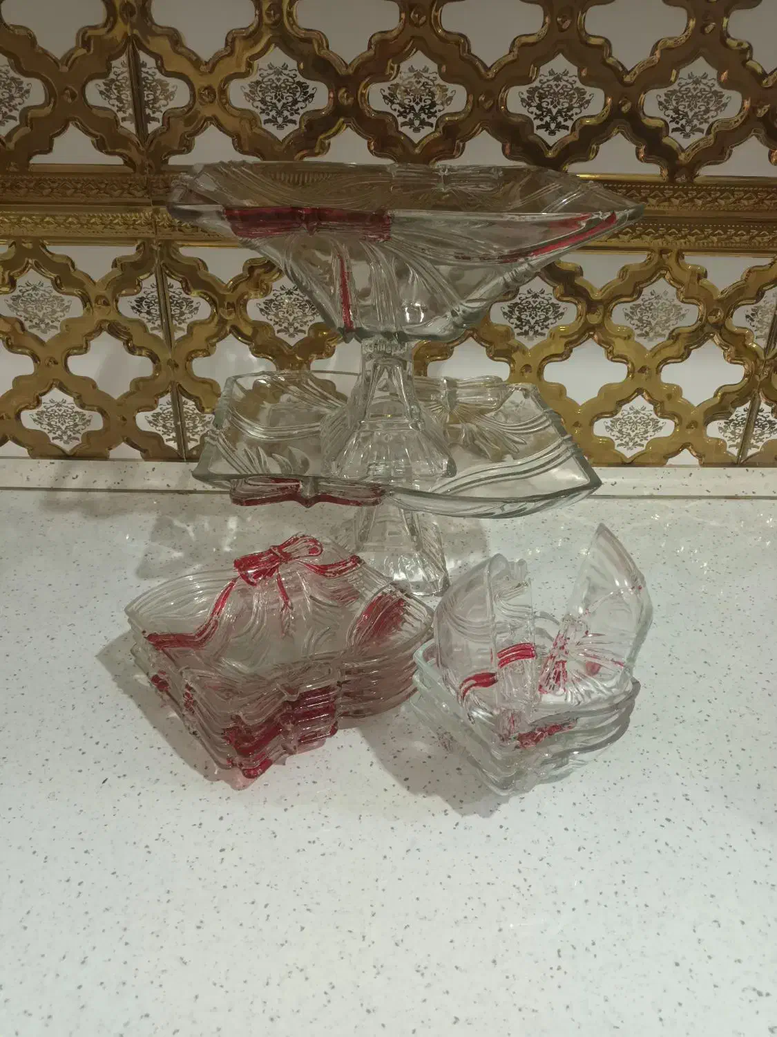 سرویس پاپیونی کریستال|ظروف سرو و پذیرایی|پاکدشت, خاتون آباد|دیوار