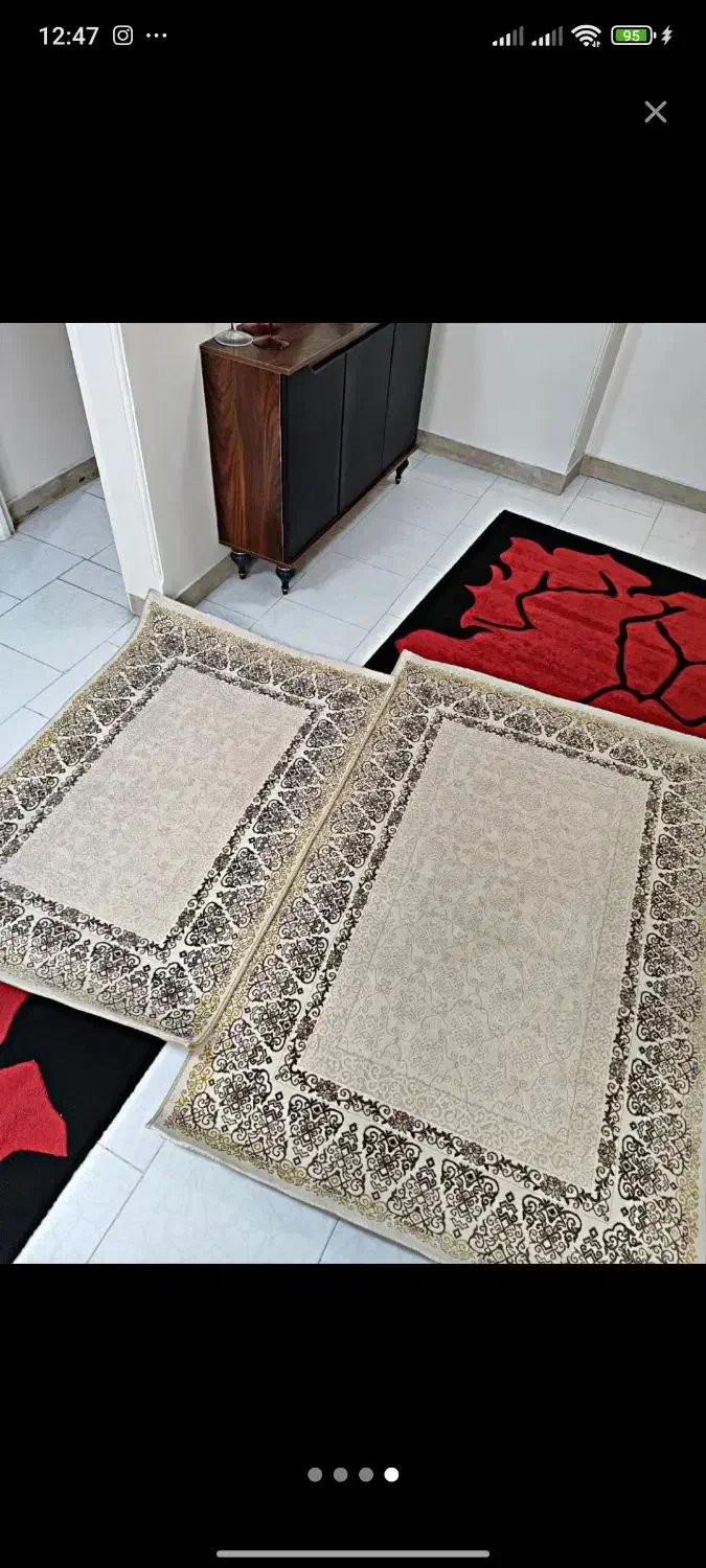 ۳ عدد فرش ۶/۳/۲ متری کرم قهوه ای نو فووری|فرش|تهران, هروی|دیوار