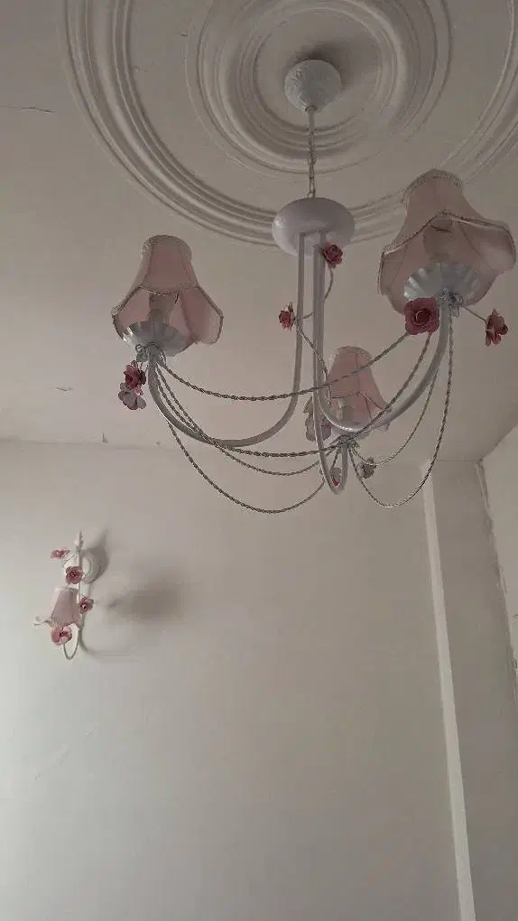 لوستر ۳شاخه فرفورژه به همراه دیوارکوب|لوستر و چراغ آویز|تهران, جوانمردان (اندیشه)|دیوار