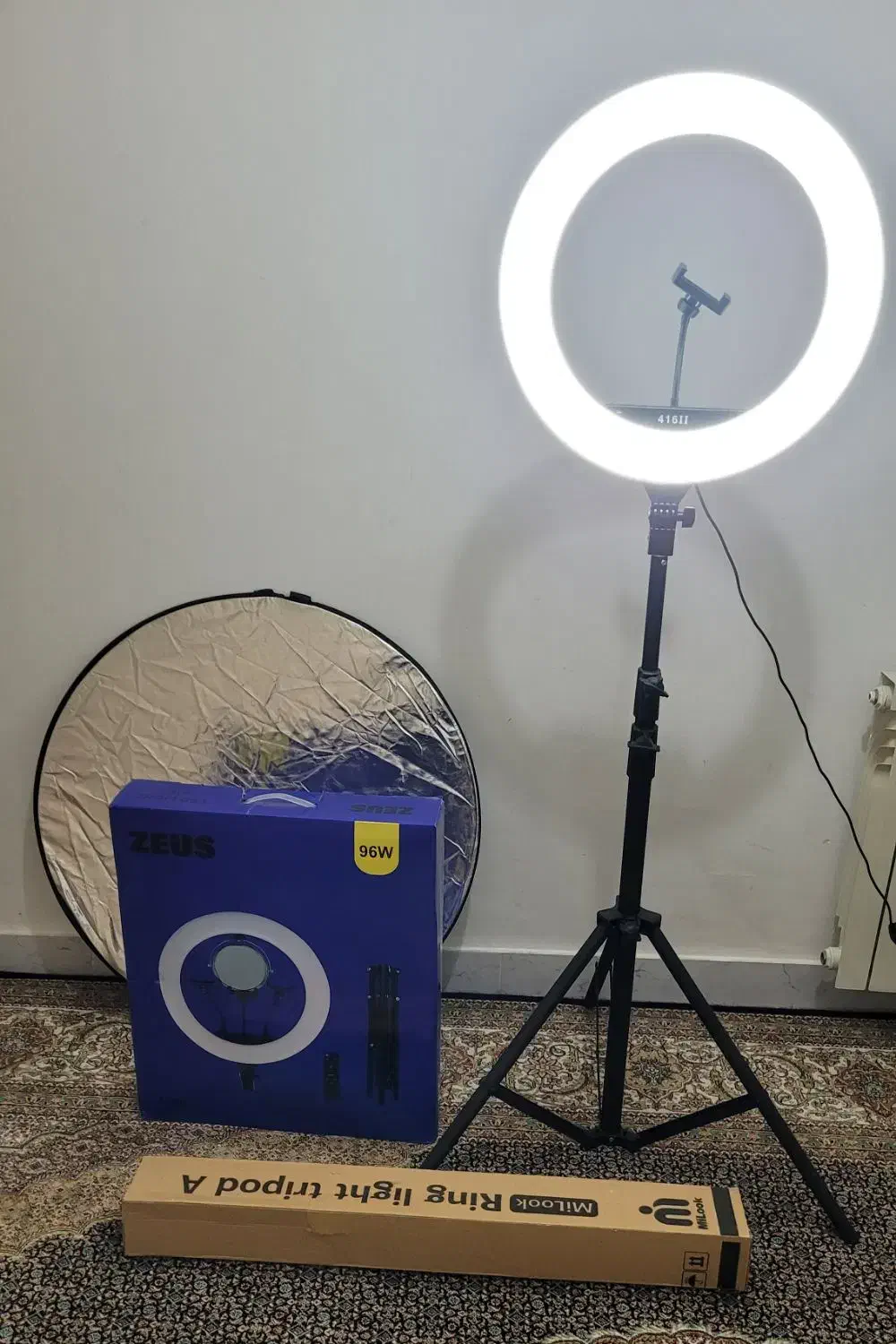 رینگ لایت و رفلاکتور همراه پایه|دوربین عکاسی و فیلمبرداری|سهند, |دیوار