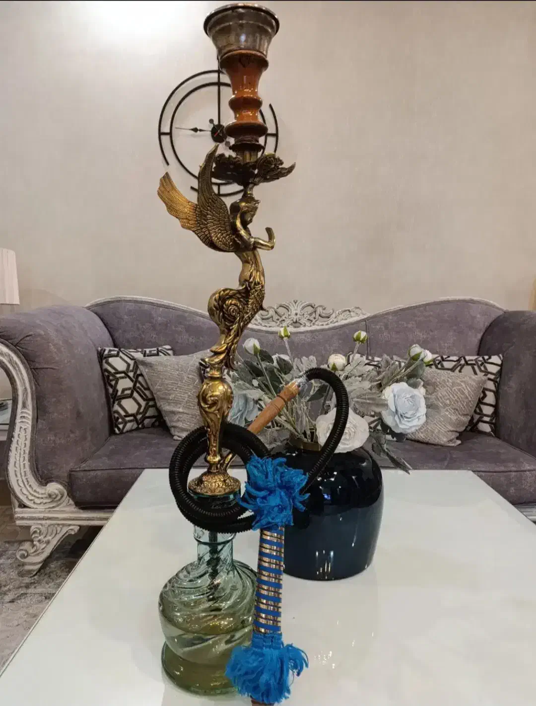 قلیان قلیون برنجی|صنایع دستی و سایر لوازم تزئینی|فشم, |دیوار