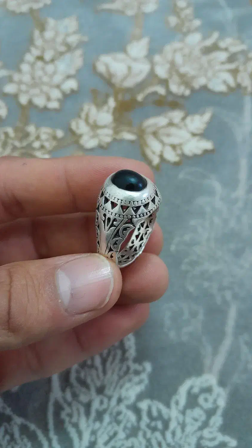 انگشتر نقره عقیق مشکی دست ساز عیار بالا|جواهرات|قم, شهرک مهدیه (مدرس)|دیوار