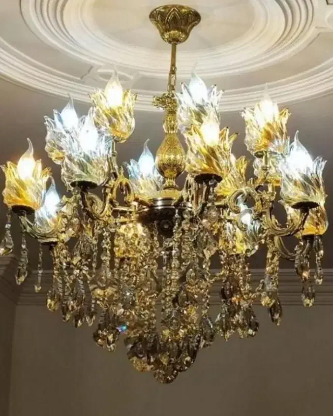 تولیدی لوستر رستمی .لوستر ۴ شاخه ۸ شعله برنز پرکار|لوستر و چراغ آویز|نظرآباد, نظرآباد|دیوار