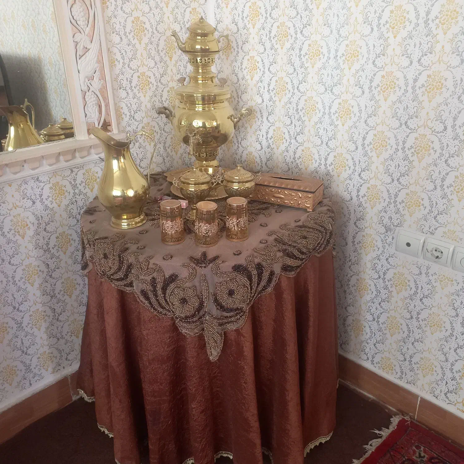 سماور برنجی باهمه وسایلاش|سماور، چای‌ساز، قهوه‌ساز|مراغه, |دیوار