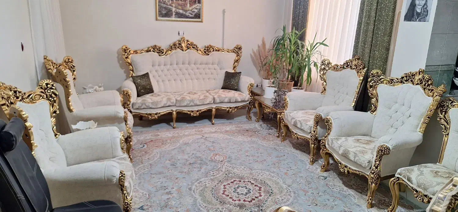 مبل سلطنتی ۹ نفره|مبلمان خانگی و میز عسلی|اندیشه, اندیشه فاز ۴|دیوار
