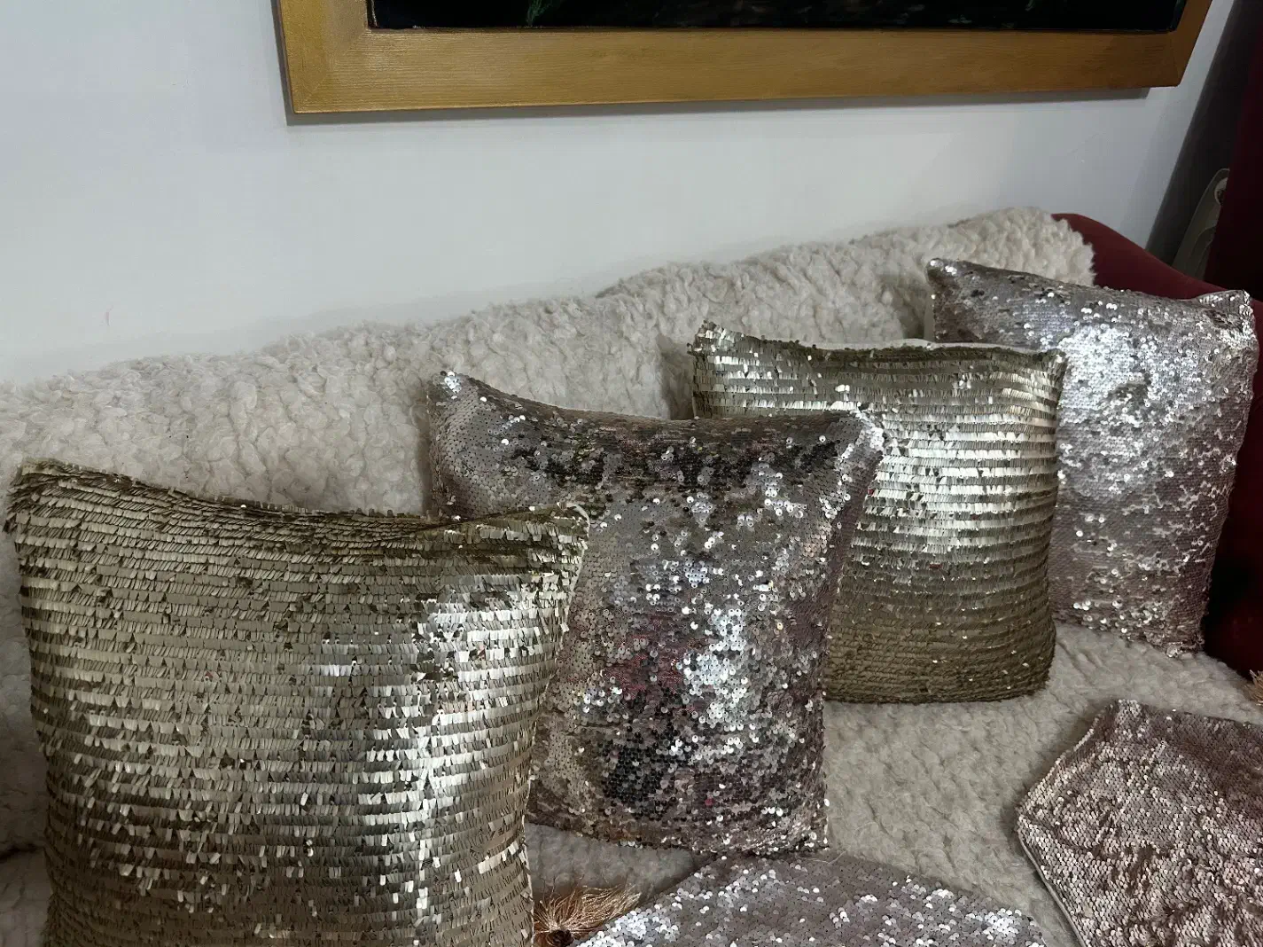 چهار عدد کوسن با یه رانر دو تا رو میزی عسلی|پرده، رانر، رومیزی|کرج, المهدی|دیوار