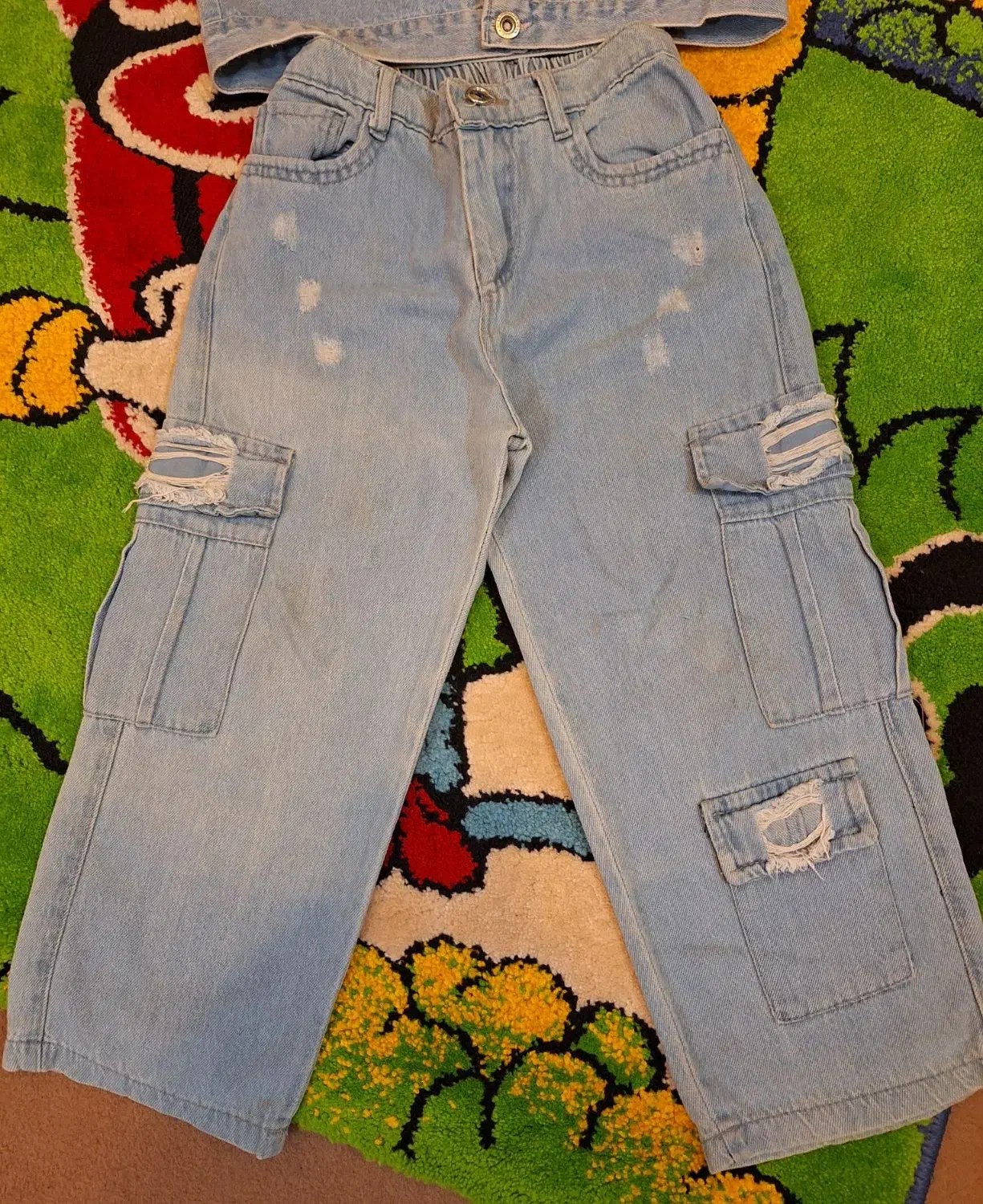 ست کت وشلوارجین کارگو|کفش و لباس بچه|بهشهر, |دیوار