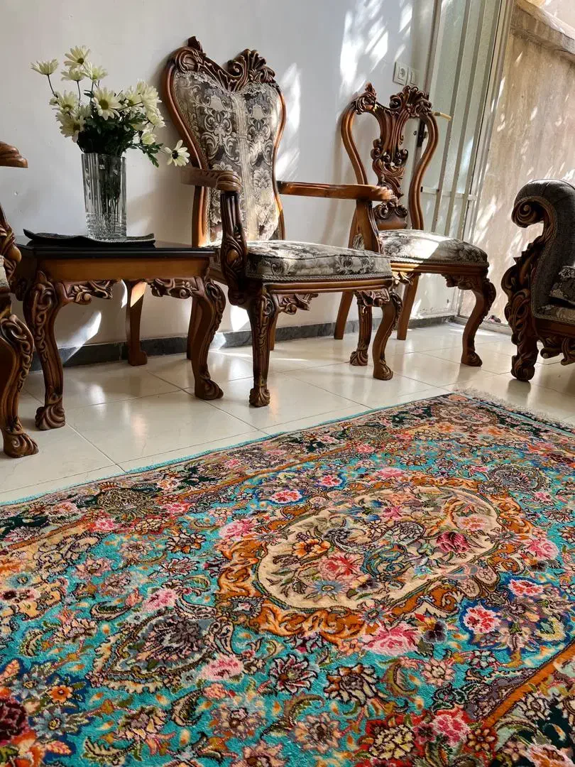 فرش دستباف ابریشم|فرش|چهارباغ, |دیوار