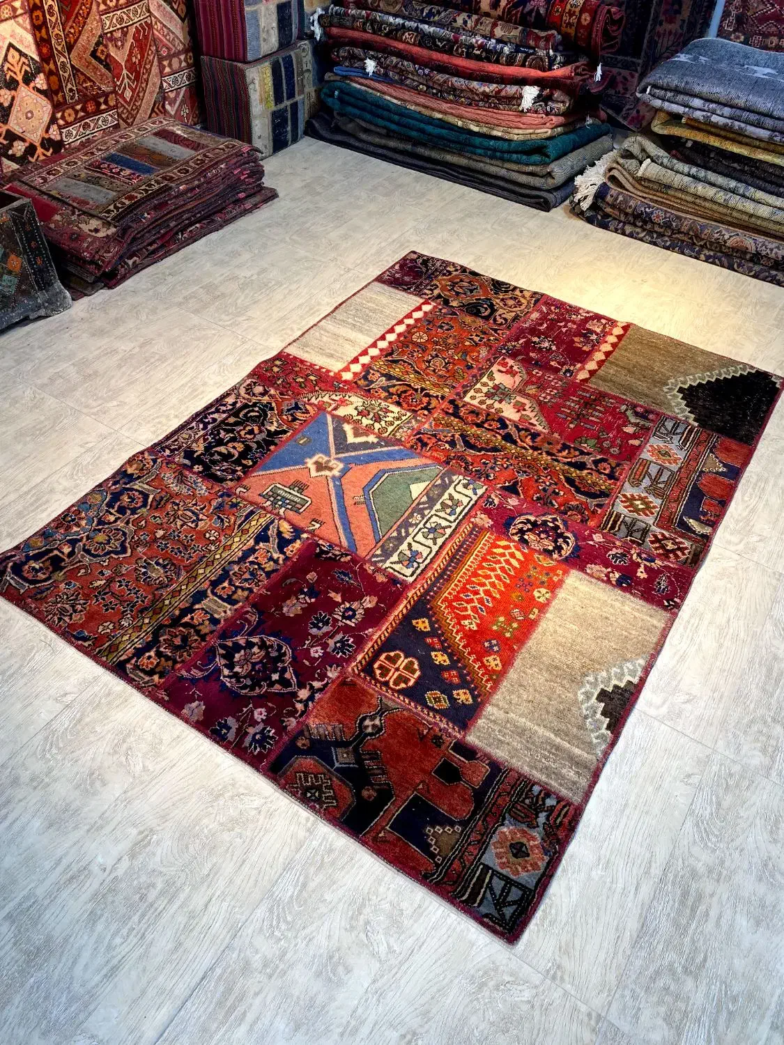 قالیچه دستباف فرش چهل تکه|فرش|قرچک, زیبا شهر|دیوار