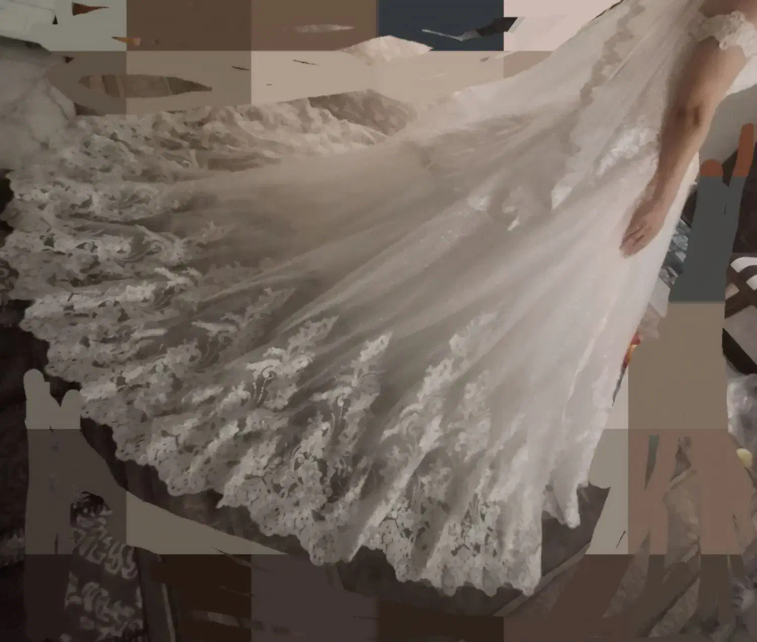 لباس عروس.باشال وزیری کار دست گیپور وتور ایتالیای|لباس|گرمسار, |دیوار