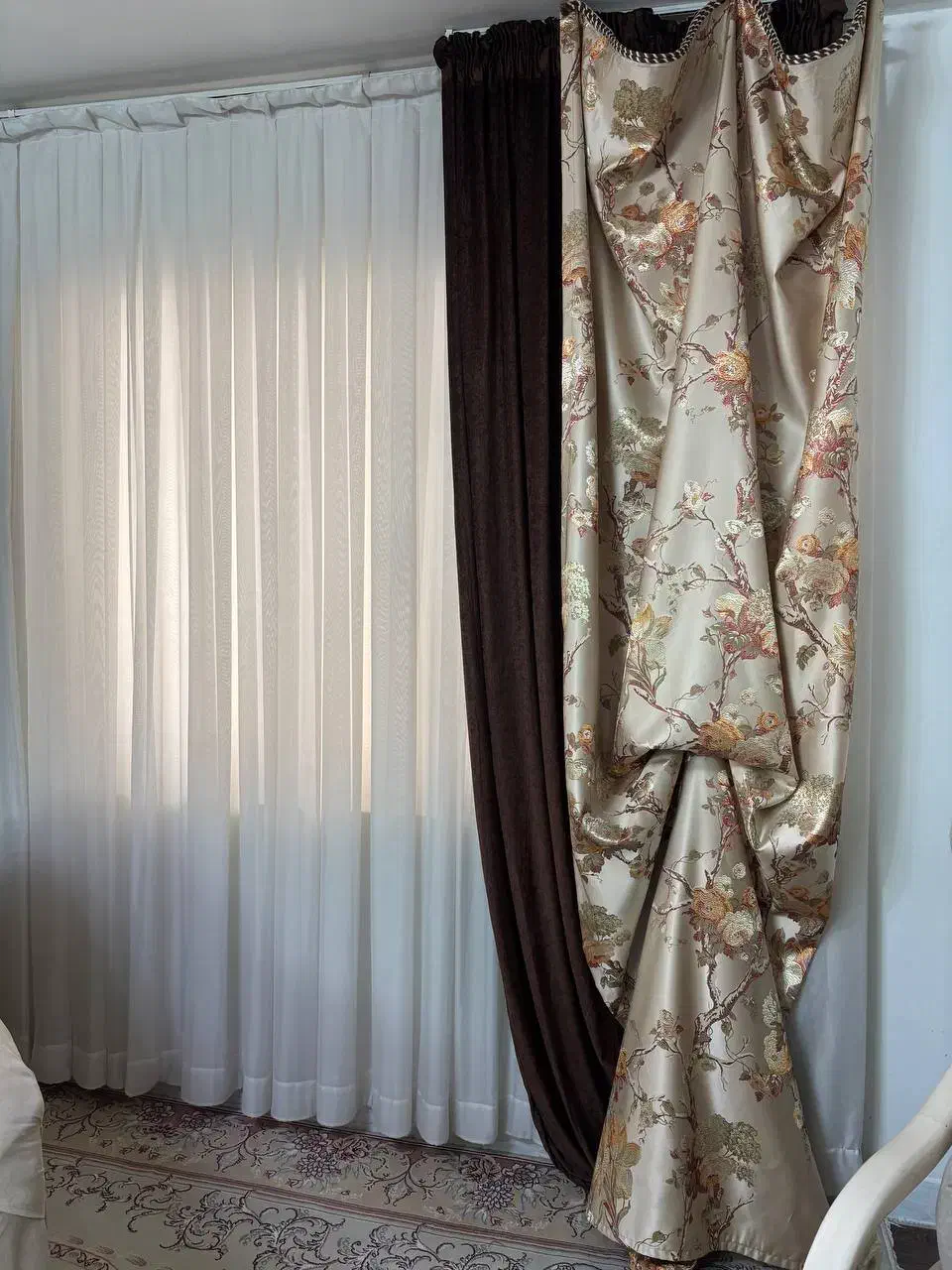 ۲ عدد پرده چهار تیکه|پرده، رانر، رومیزی|آمل, |دیوار