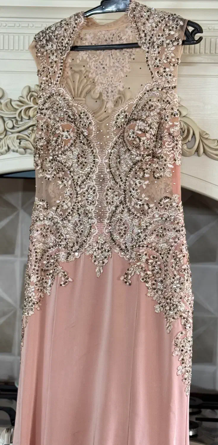 پیراهن مجلسی نگین کاری دنباله دار سایز ۴۴|لباس|سمنان, |دیوار