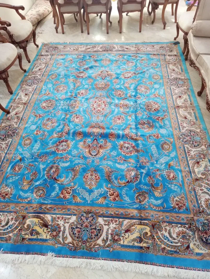 فرش ۹ متری آبی درباری، طرح ابریشم برند تافته کاشان|فرش|تهران, قیطریه|دیوار