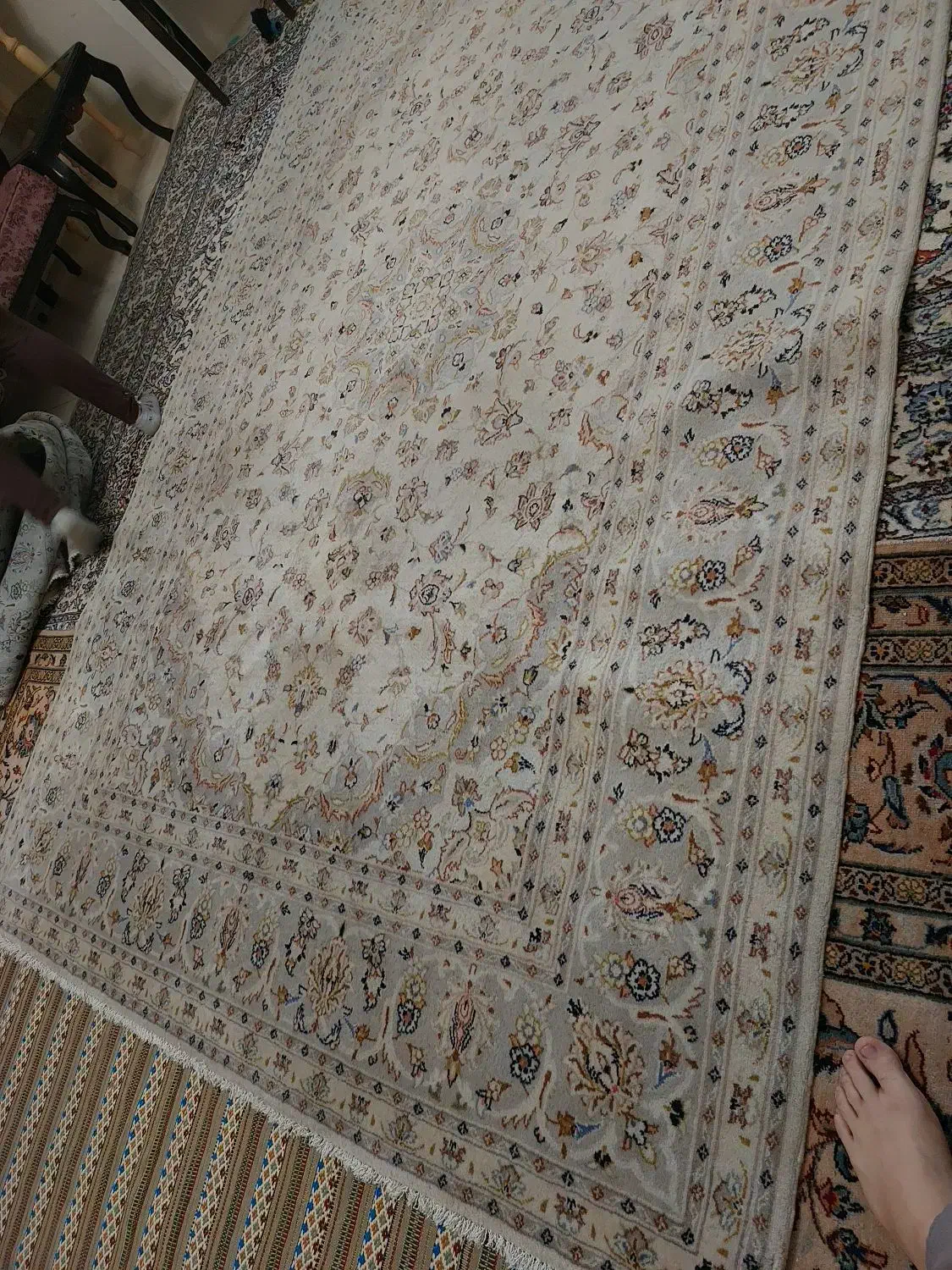 فرش دستبافت جفت ۶ متری کاشان|فرش|قزوین, |دیوار