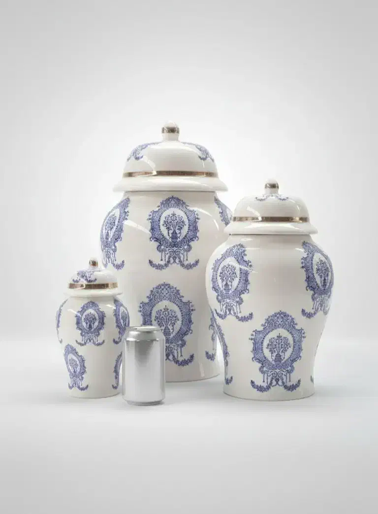 جینجر جار ست ۳ تایی طرح داماس قلم آبی|صنایع دستی و سایر لوازم تزئینی|تبریز, |دیوار