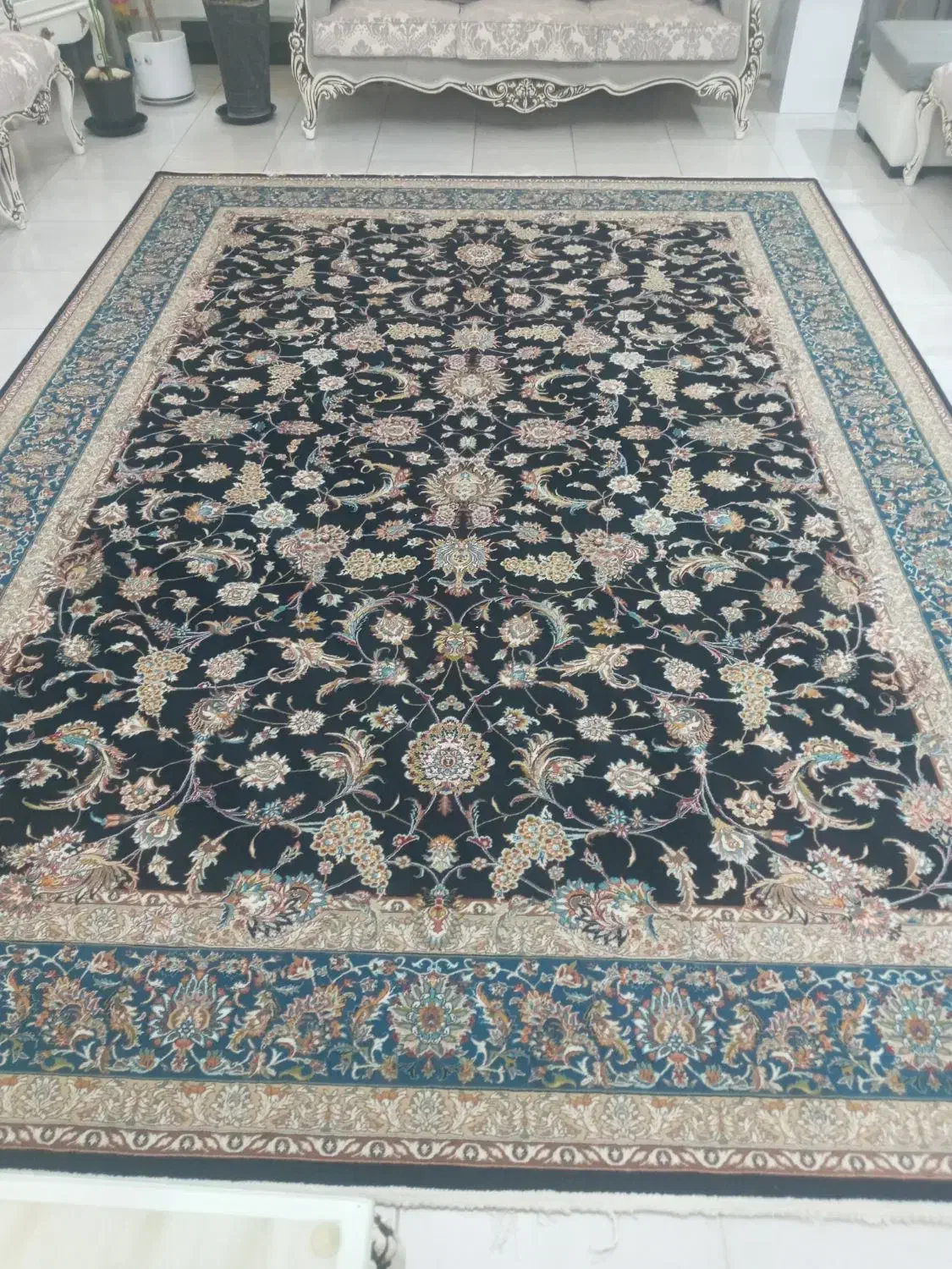 فرش افشان سرمه ای دست بافت گونه|فرش|تهران, کوثر|دیوار