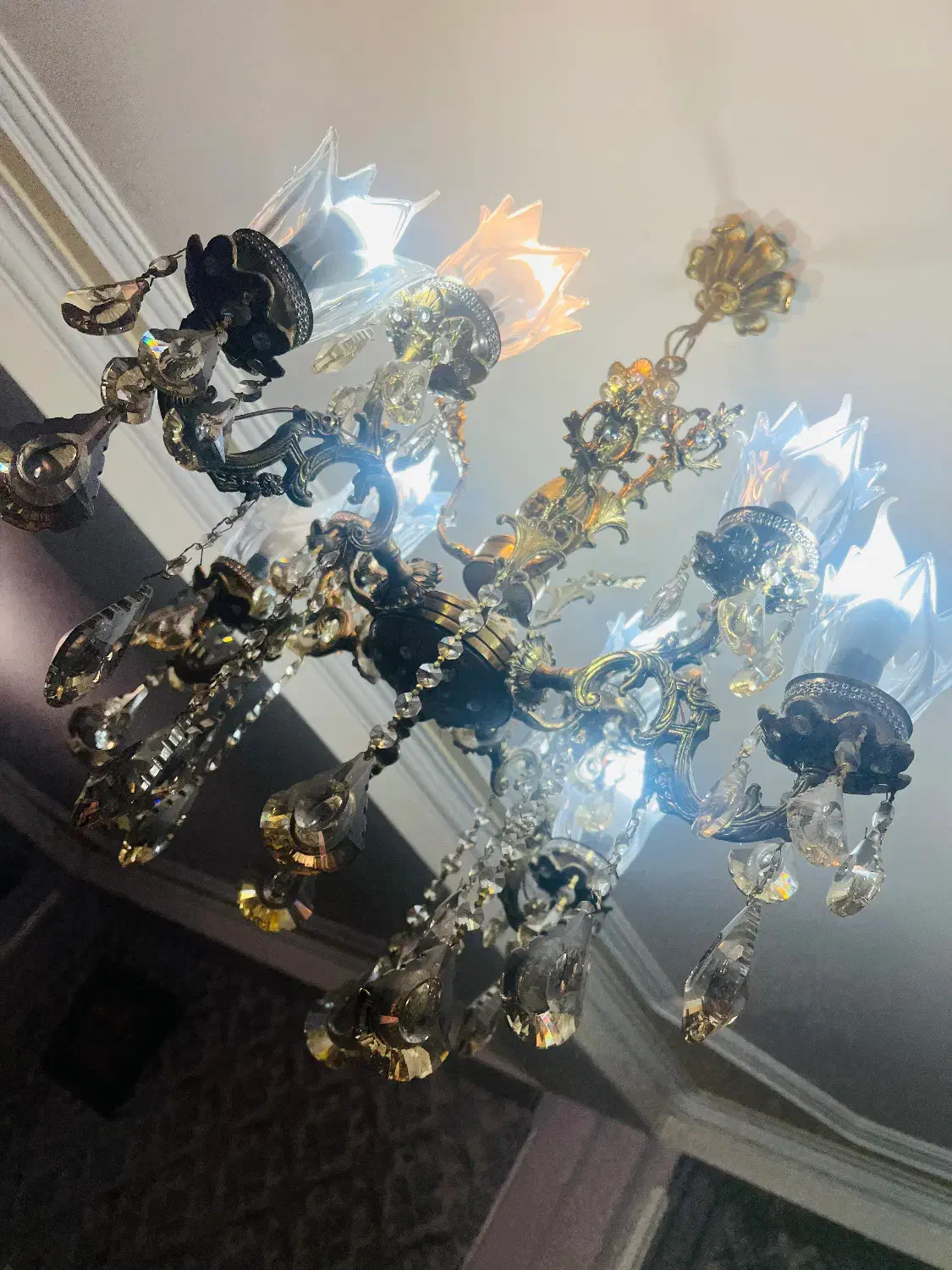 دو عدد لوستر برنز ۴شاخه ۸لامپی|لوستر و چراغ آویز|تبریز, |دیوار