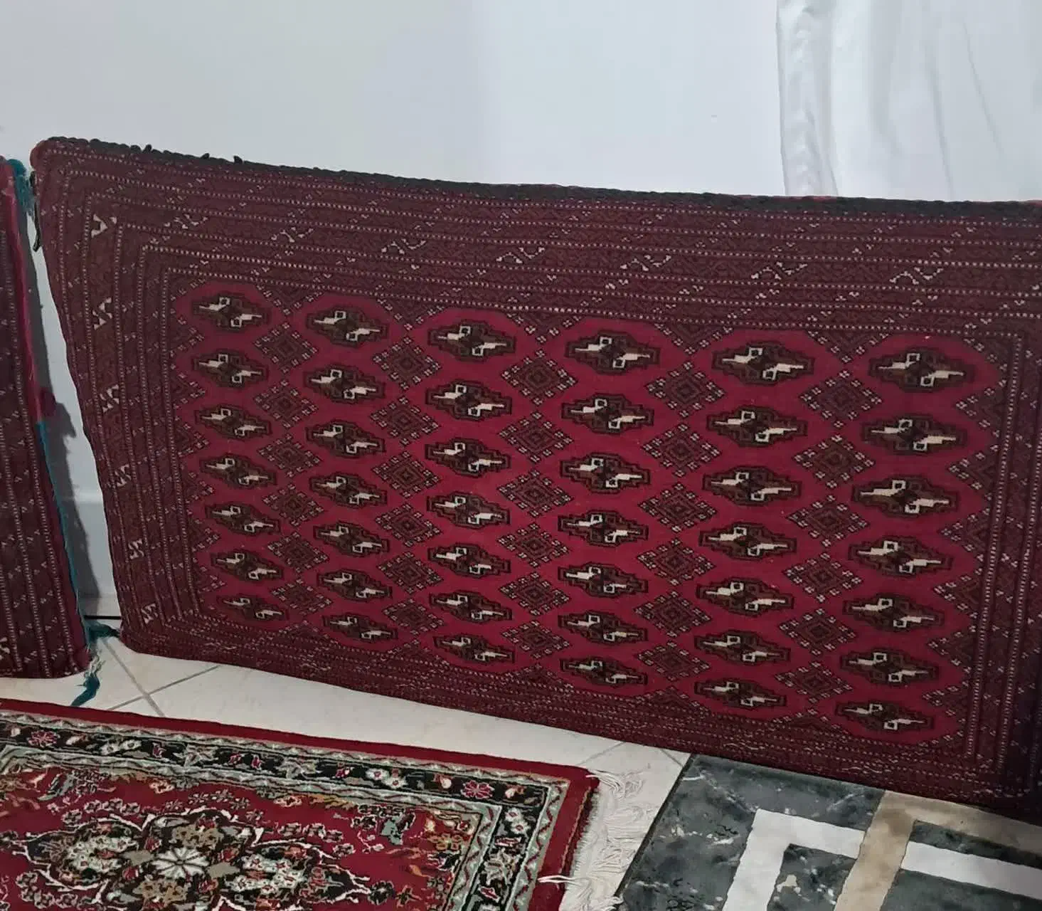 یک جفت پشتی دستبافت ترکمنی سالم بدون هیچ زدگی|پشتی|مهدی شهر, |دیوار