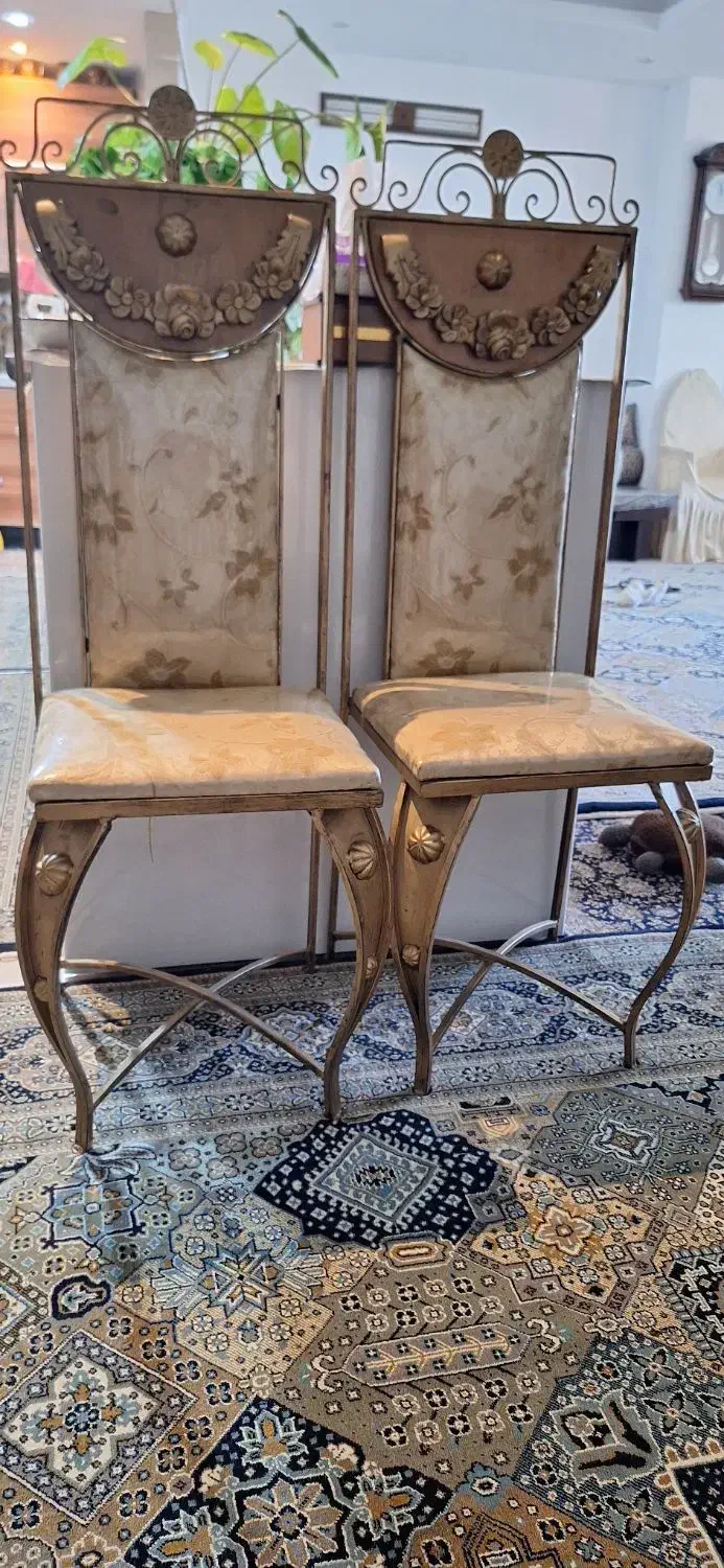میزو صندلی فرفورژه طلایی|میز و صندلی غذاخوری|یزد, |دیوار