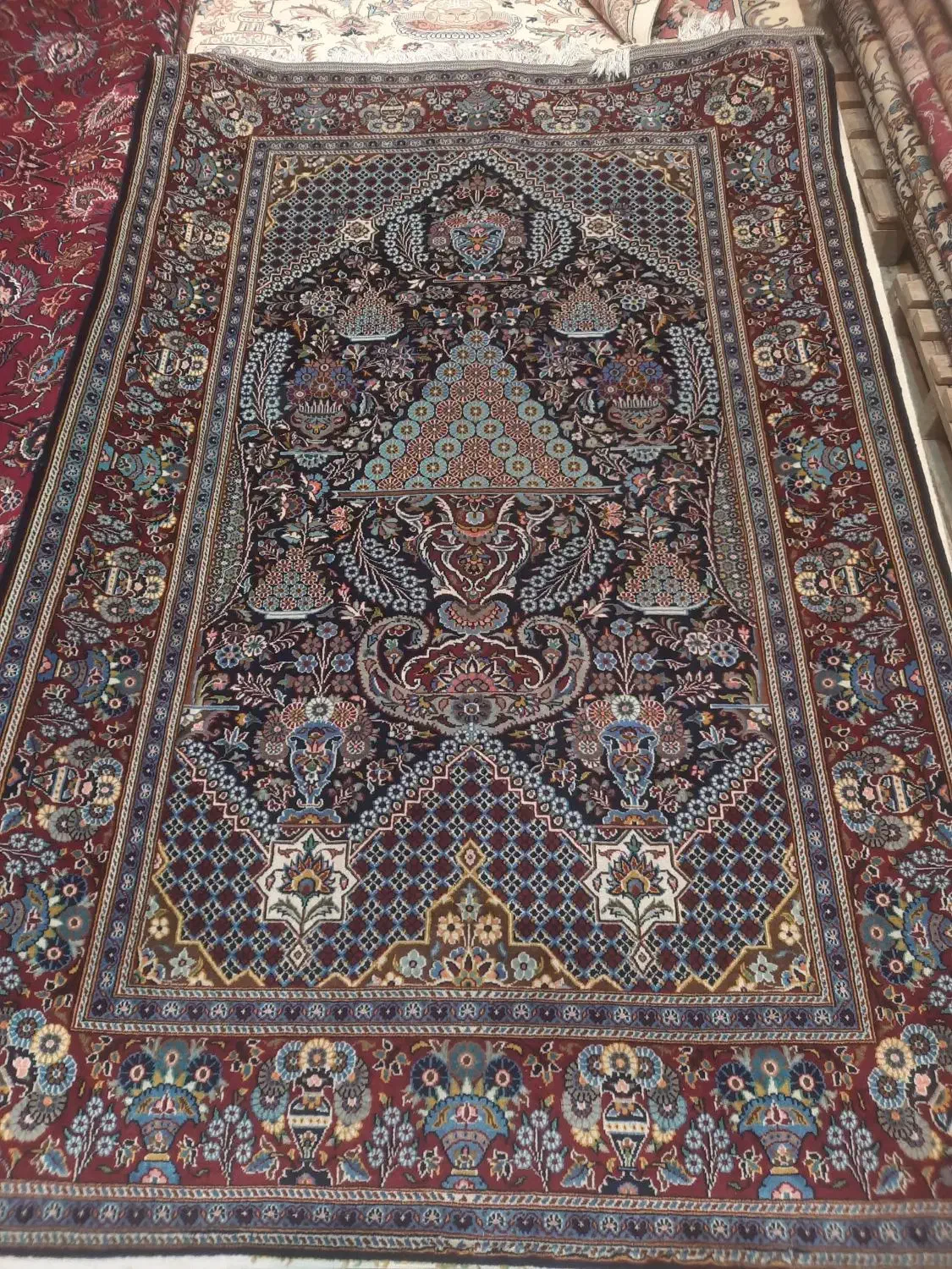 قالیچه کاشان کرک اعلا  آنتیک دستباف|فرش|مشهد, حرم مطهر رضوی|دیوار