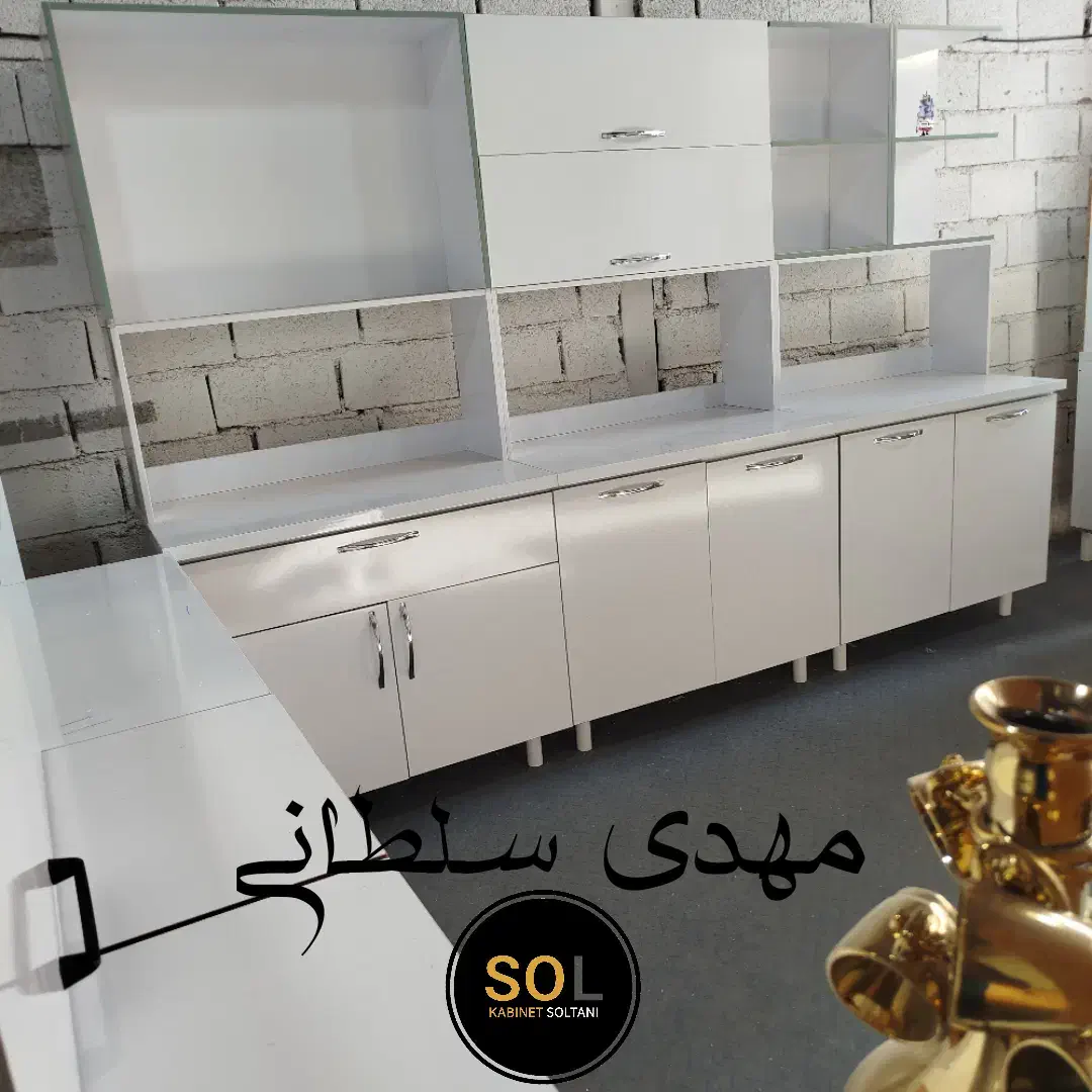 کابینت سفید پسته ای دستگیره استیل کد 1404|مصالح و تجهیزات ساختمان|شیراز, محراب|دیوار