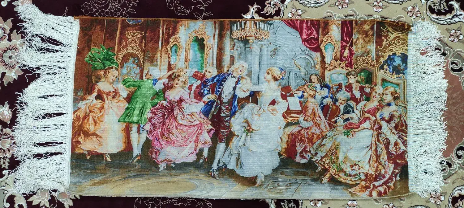 تابلو فرش دست باف طرح رقص اشرافی|تابلو فرش|کرمانشاه, |دیوار