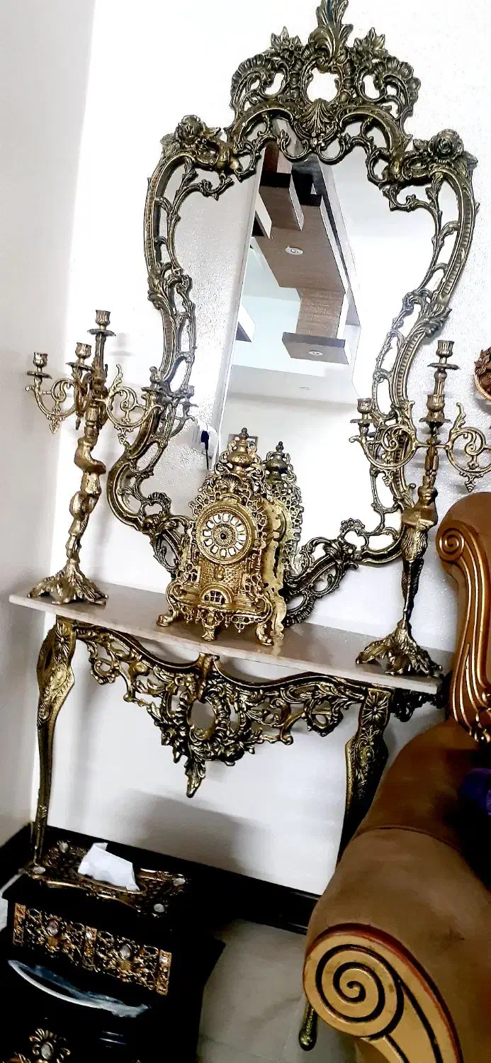 اینه شمعدان برنج اصل|آینه|شاهینشهر, شهرک گلدیس|دیوار