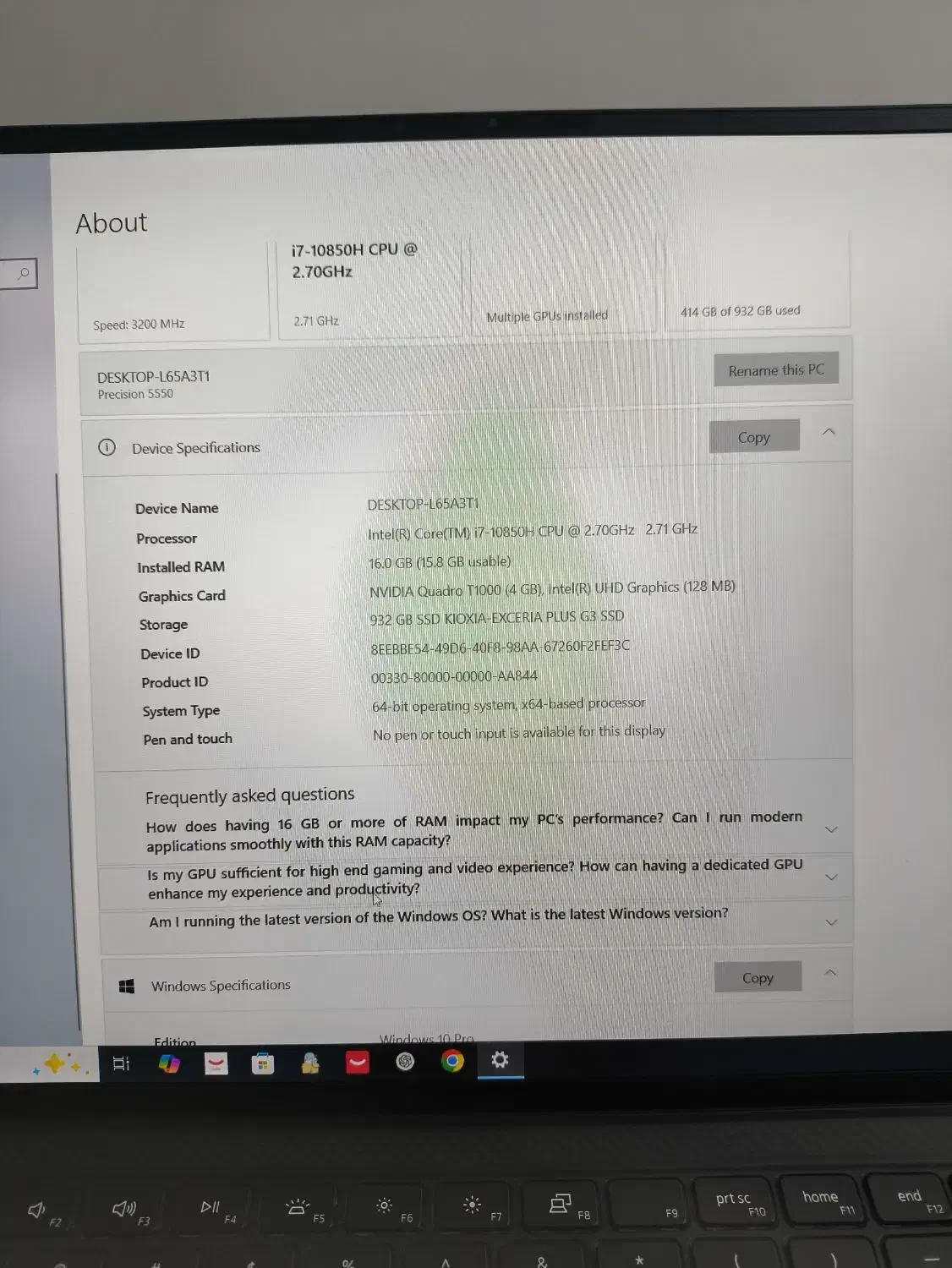 لپتاب دل i7 نسل 10سری H مناسب طراحی و بازی ومهندسی|رایانه همراه|مشهد, عامل|دیوار