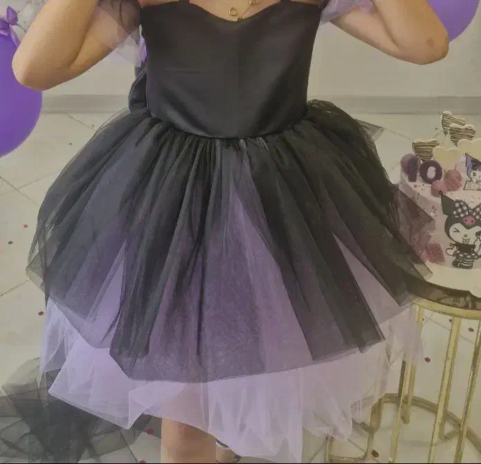 پیراهن مجلسی کرومی مشکی بنفش دخترانه|کفش و لباس بچه|کرمانشاه, |دیوار