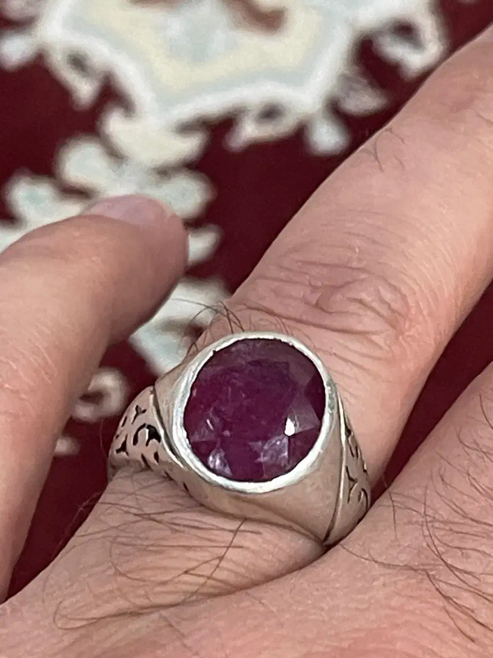 انگشتر یاقوت کهنه سافایر ارغوانی بسیار خاص کمیاب|جواهرات|تهران, وردآورد|دیوار