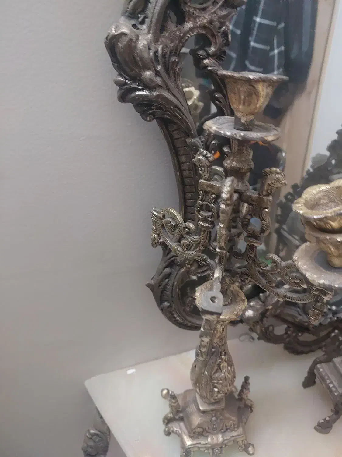 آینه شمعدان برنج قدیمی|آینه|تهران, تهرانپارس غربی|دیوار