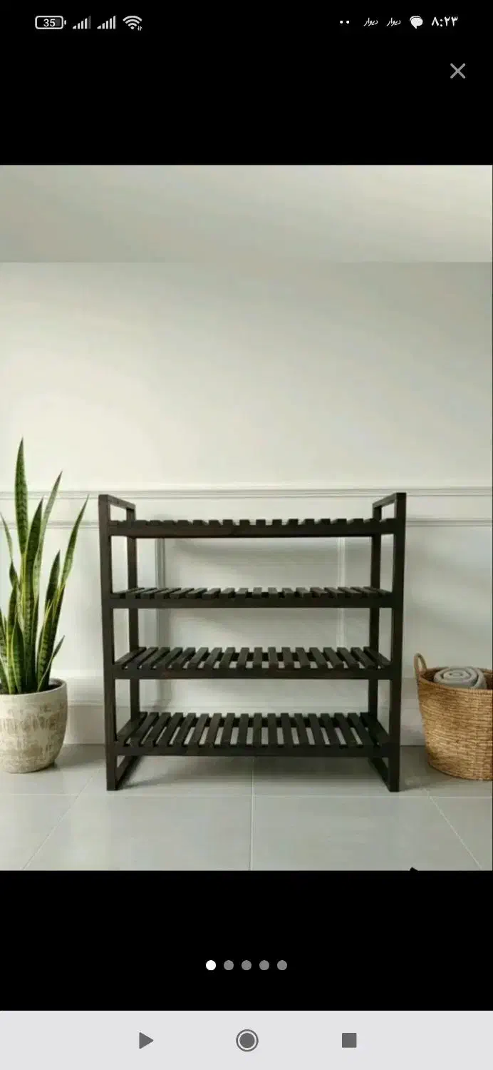 جا کفشی و قفسه کتاب چوبی|کتابخانه، شلف، قفسه‌های دیواری|جهرم, |دیوار