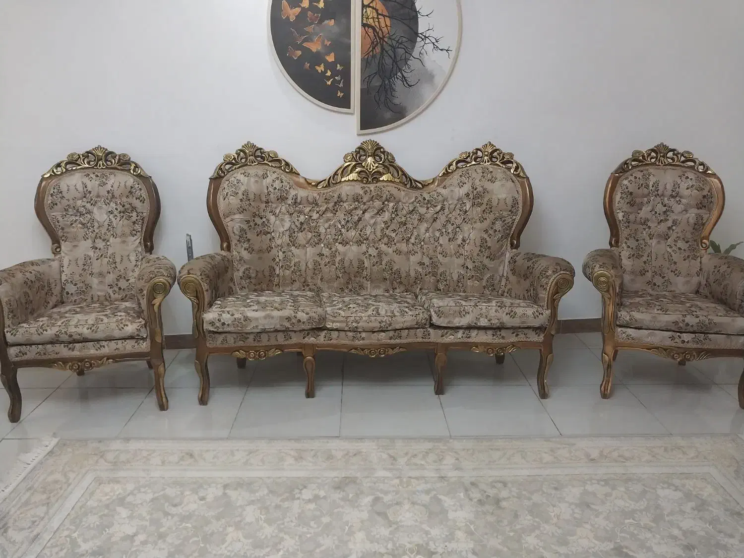 مبل ۸نفره استیل زیبا و سالم|مبلمان خانگی و میز عسلی|رشت, معلولین|دیوار