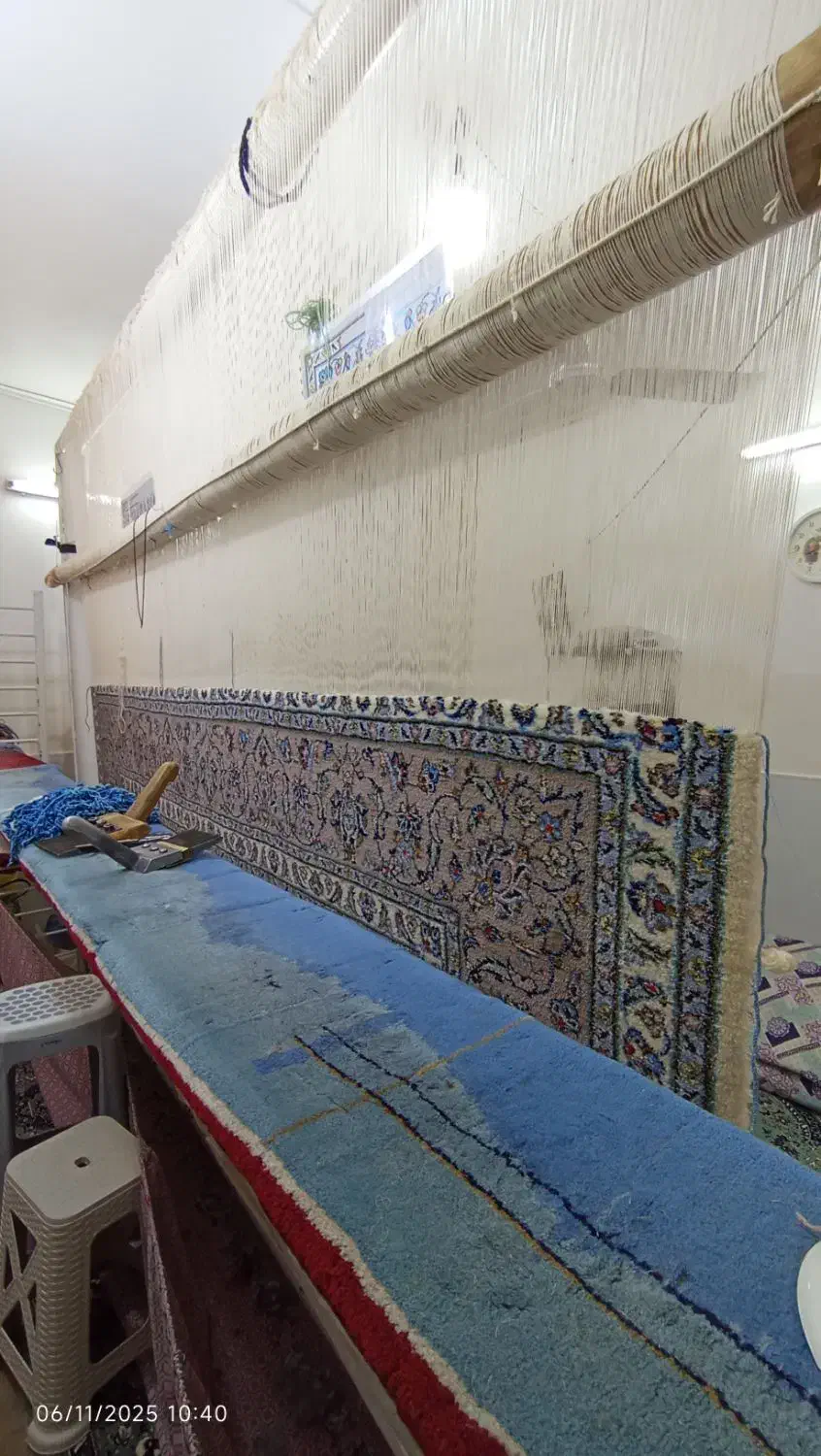 قالی دستباف ۱۲متری نوزده گل معرفتی بوم کرم|فرش|آران و بیدگل, |دیوار