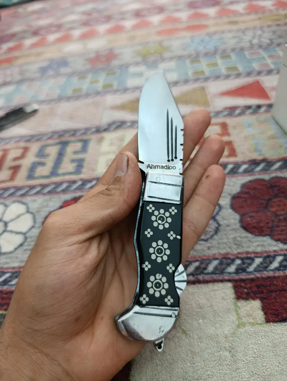 چاقو احمدلو دوسر نقره ضامندار معاوضه با انگشتر|کوهنوردی و کمپینگ|سیرجان, |دیوار