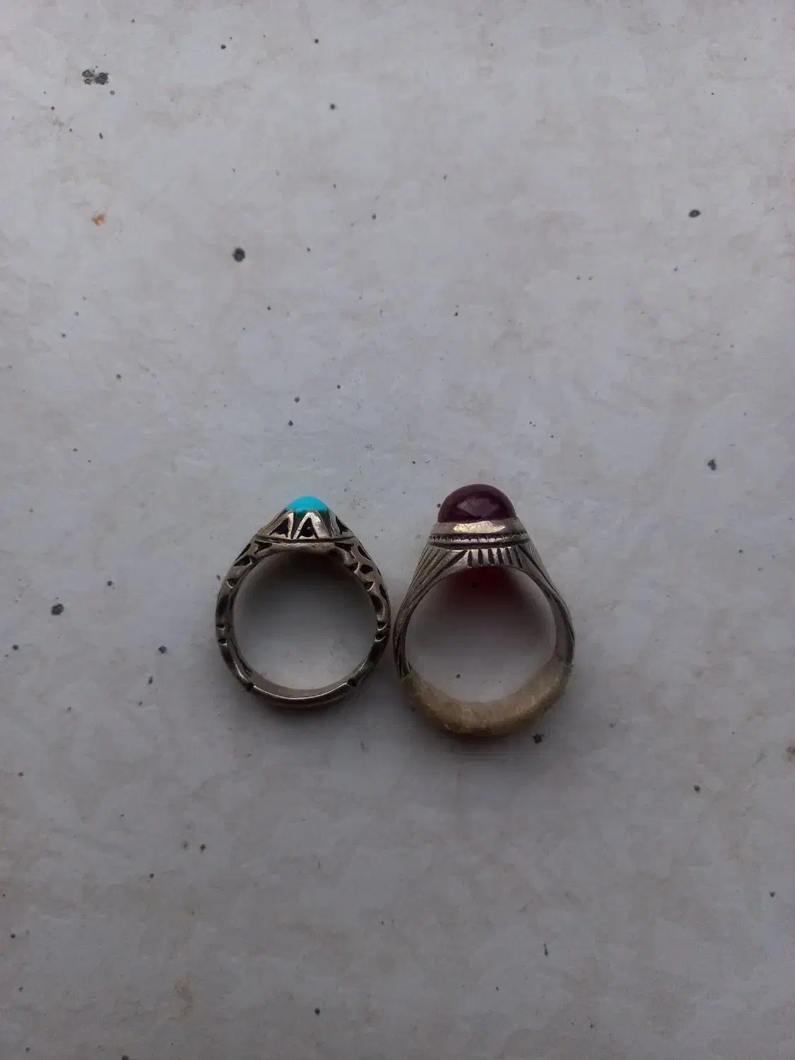 انگشتر یاقوت و فیروزه نقره|جواهرات|بافت, |دیوار