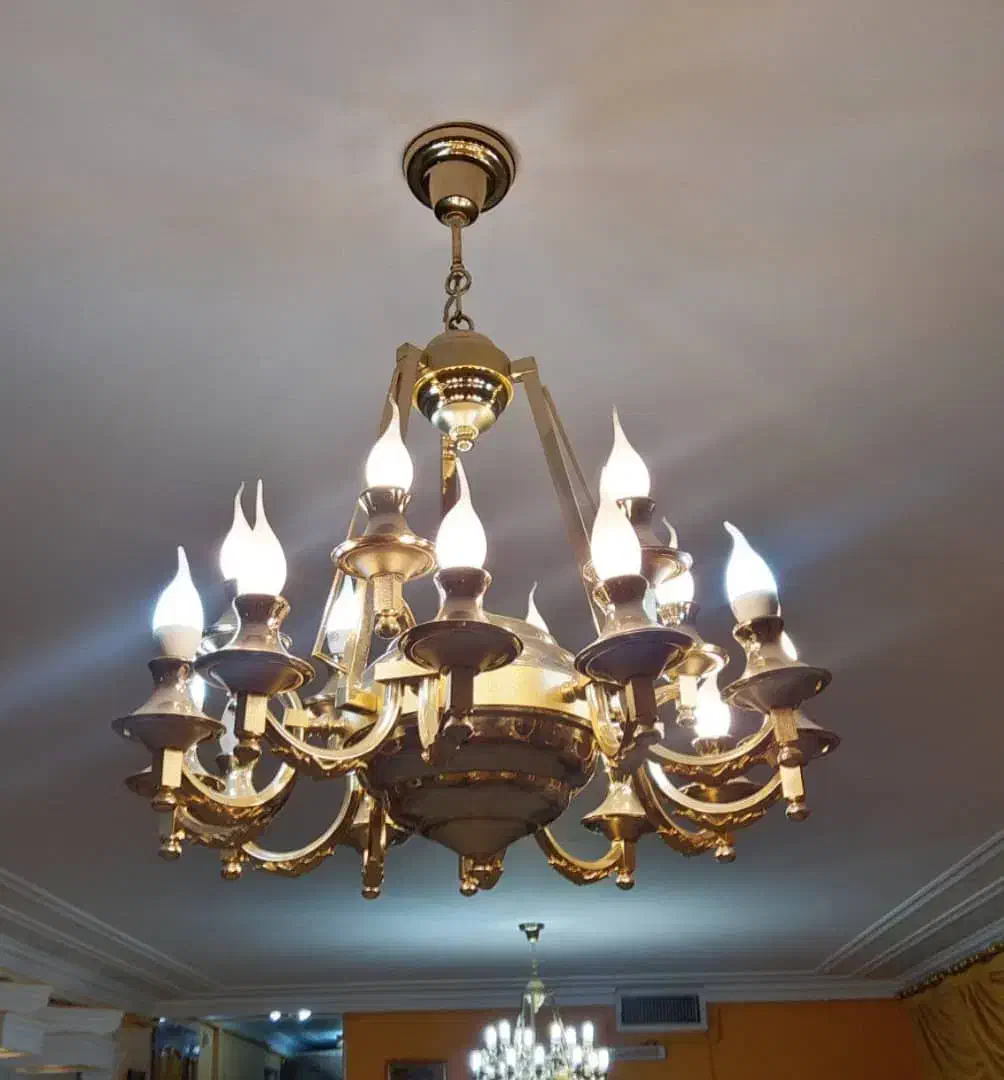 لوستر ۱۸ شاخه طلایی برند|لوستر و چراغ آویز|همدان, |دیوار