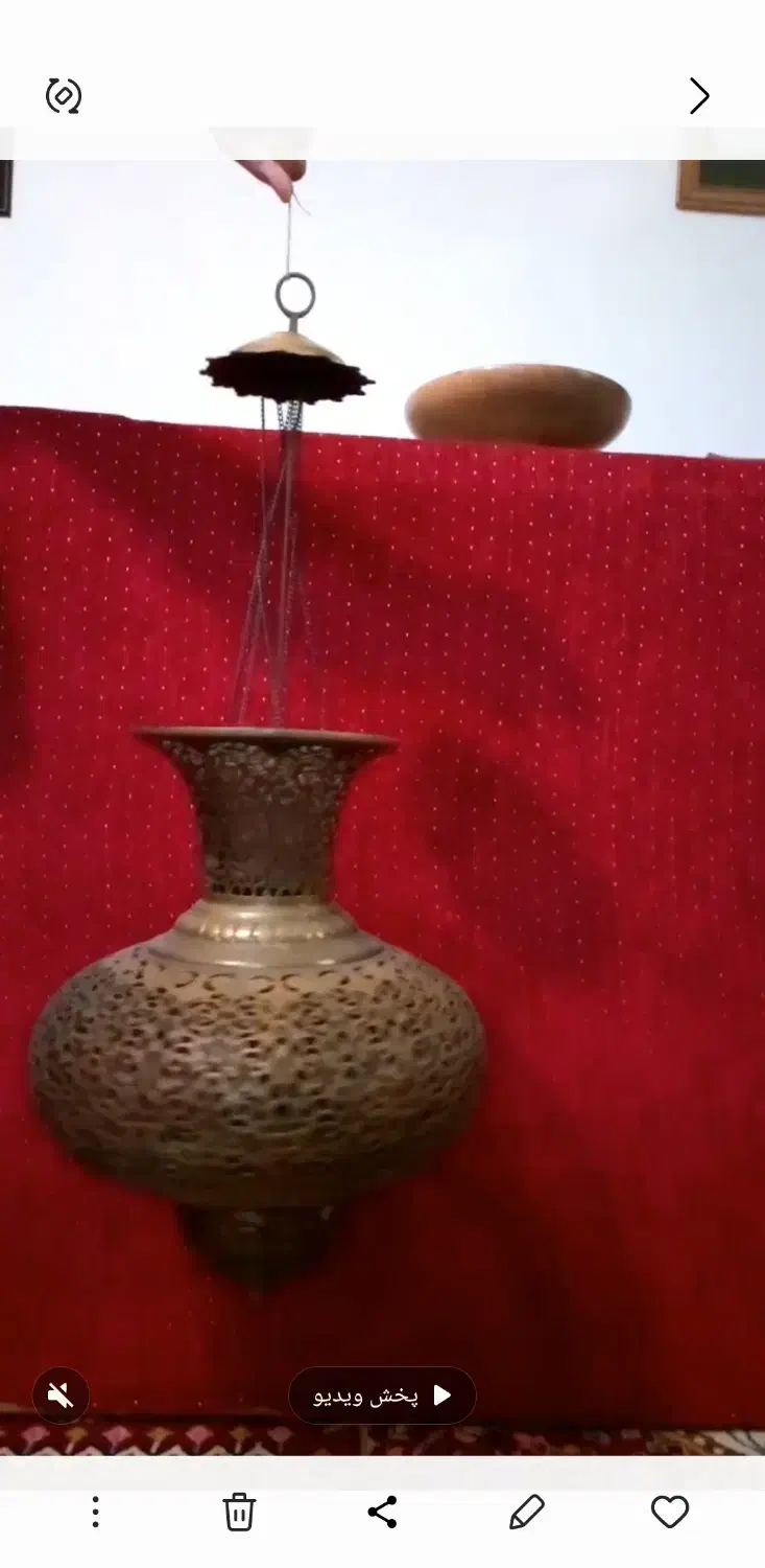 لنتر برنجی قاجاری مشبک آنتیک  واقعی ۷۵سانتی متر|کلکسیون اشیاء عتیقه|تهران, تهرانسر مرکزی|دیوار