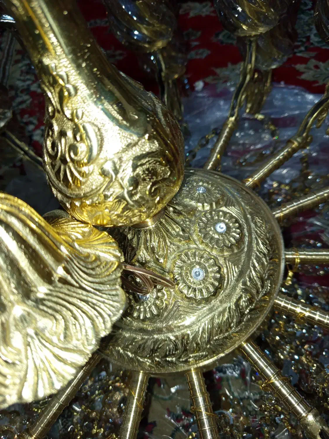 لوستر 30شعله 15شاخه تمام برنزی|لوستر و چراغ آویز|قدس, شهر‌قدس|دیوار