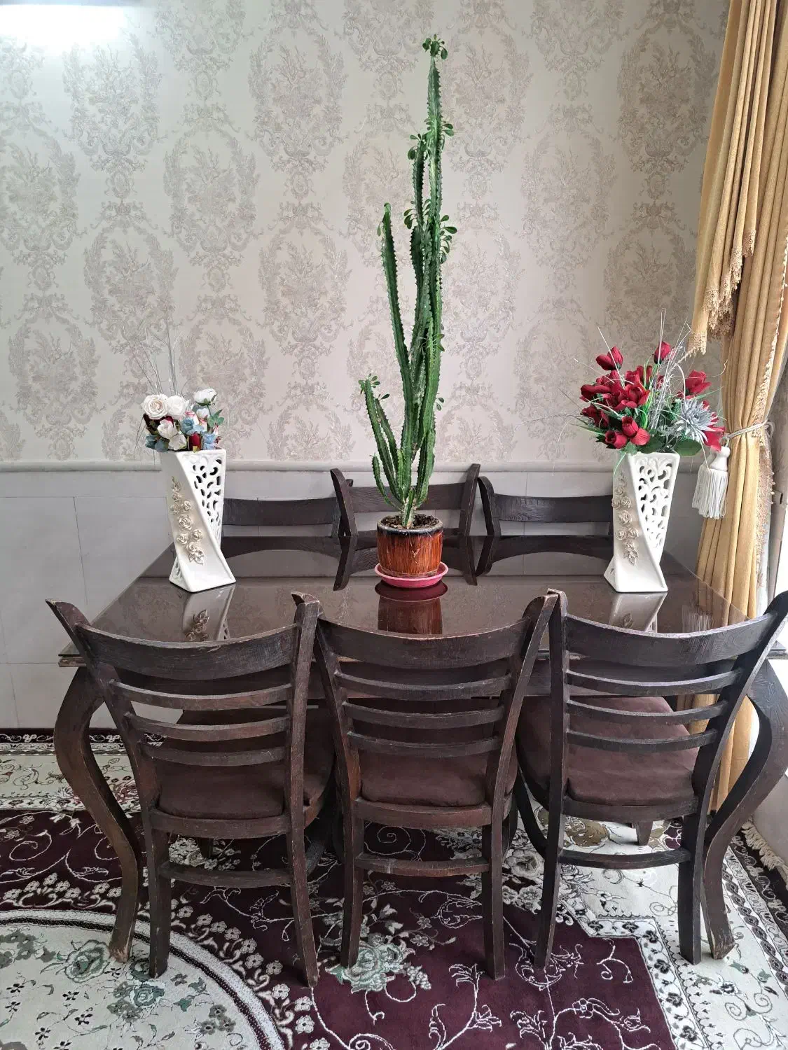 میز نهارخوری ۶ نفره|میز و صندلی غذاخوری|ابریشم, |دیوار