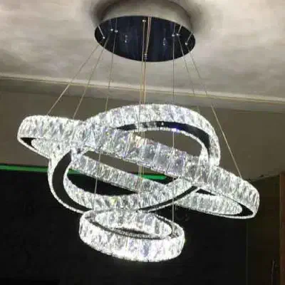 لوستر کریستالی حلقه ای|لوستر و چراغ آویز|قزوین, |دیوار