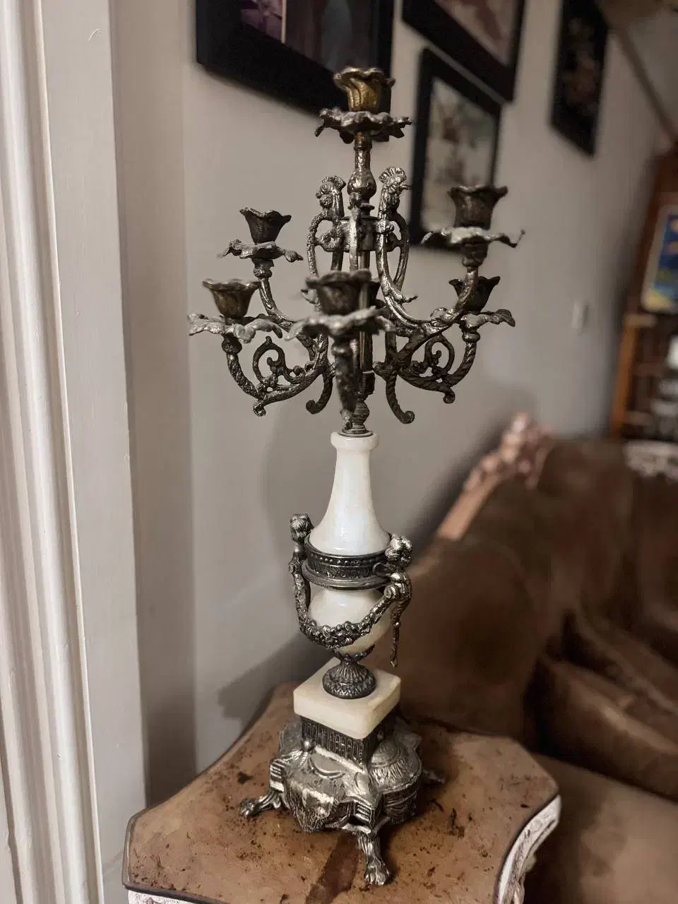 شمعدان برنج و مرر|لوستر و چراغ آویز|رشت, شالکو|دیوار