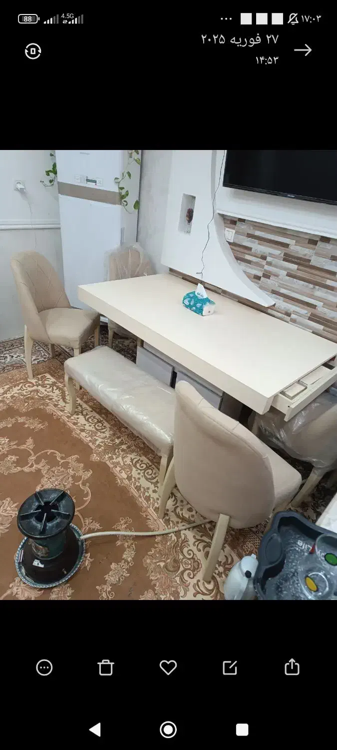 میز نهار خوری ۵نفره|میز و صندلی غذاخوری|کاکی, |دیوار