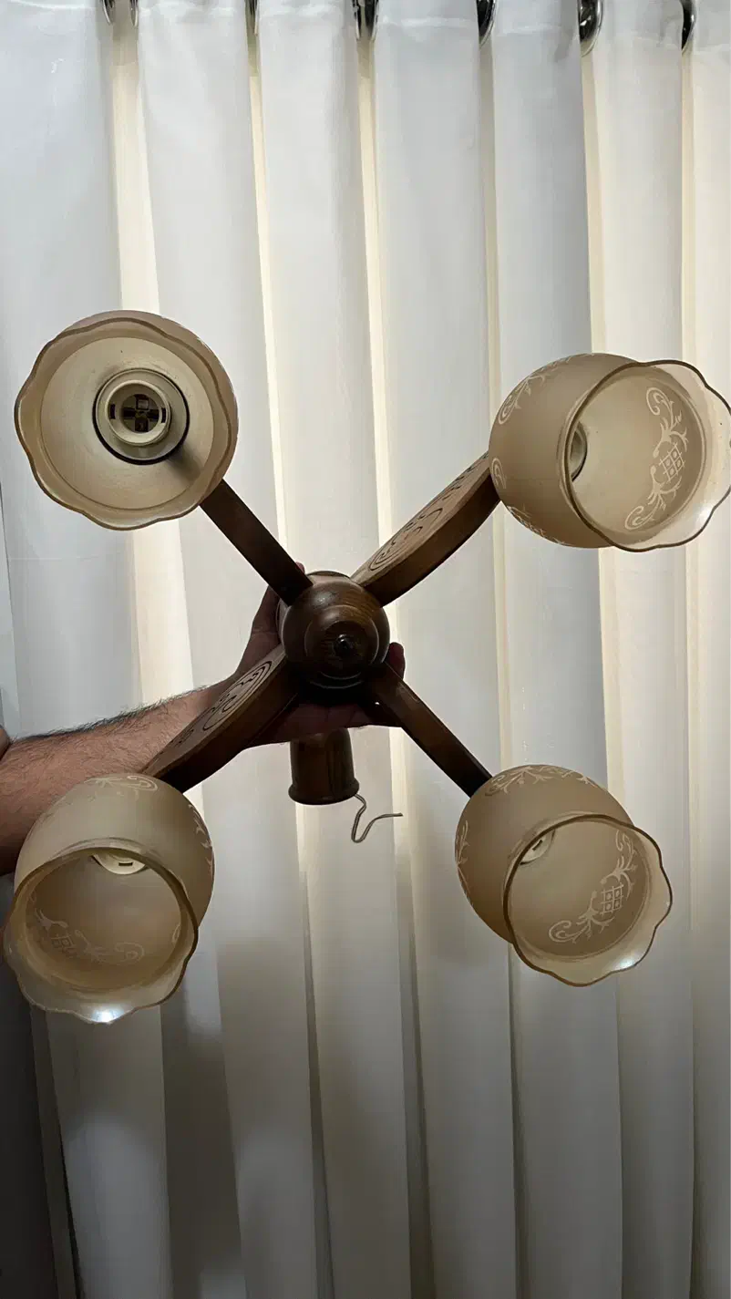 لوستر چوبی چهار شاخه|لوستر و چراغ آویز|بندرعباس, |دیوار